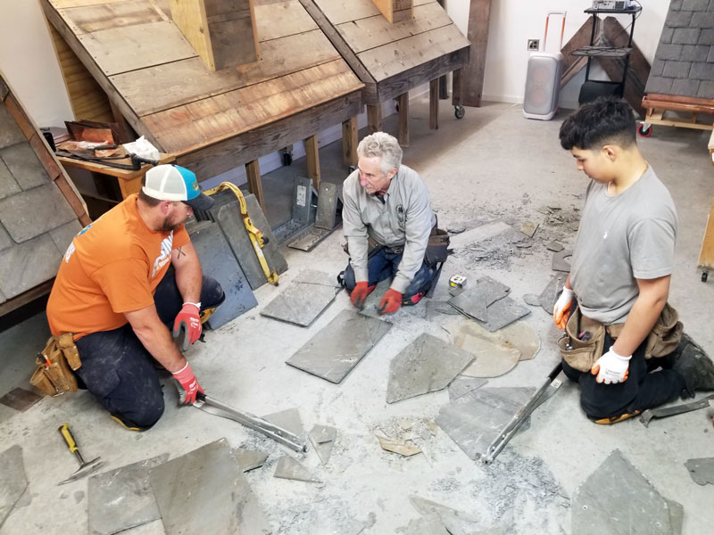 Slate roof repair training, January 9, 2026, at the Slate Roof Training Center.